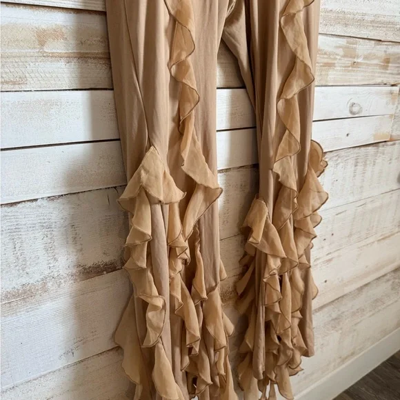Stylish Tan Ruffle Pants for Women - Picture 2 of 5